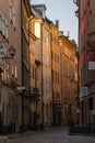 Narrow street, Gamla Stan, Old Town, Stockholm, Sweden Royalty Free Stock Photo