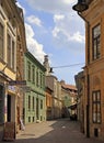 The narrow street in historical center of Kosice, Slovakia Royalty Free Stock Photo