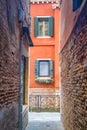 Narrow street in the historical center of Venice, Italy Royalty Free Stock Photo