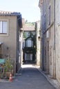 Narrow street with houses with ivy in Lagrasse