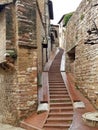 A narrow street in Italy with a stone staircase Royalty Free Stock Photo