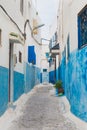 The narrow street at Kasbah of the Udayas in Rabat Royalty Free Stock Photo