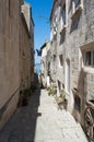 Narrow street in Korcula, Croatia Royalty Free Stock Photo