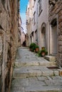 Narrow street in Korcula old town, Croatia Royalty Free Stock Photo