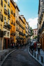 Narrow street in the Latina neighbourhood of Madrid, Spain Royalty Free Stock Photo