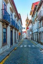 Narrow street leading to the Holy Cross church in Braga, Portugal Royalty Free Stock Photo