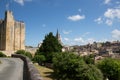narrow street leading to the Tour du Roy in Saint Emilion in France Royalty Free Stock Photo
