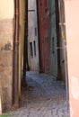 Narrow street of medieval town, Cheb - Czech Republic Royalty Free Stock Photo