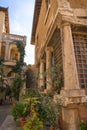 Narrow street of medieval town of Orte, Italy