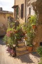 Narrow street of medieval town of Orte, Italy