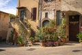 Narrow street of medieval town of Orte, Italy