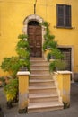 Narrow street of medieval town of Orte, Italy