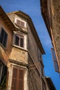 Narrow street of medieval town of Orte, Italy