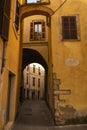 Narrow street of medieval town of Orte, Italy