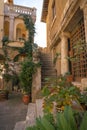 Narrow street of medieval town of Orte, Italy