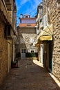 The narrow street. Mediterranean city, Budva, Montenegro.