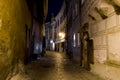 Narrow street at night, Cesky Krumlov Royalty Free Stock Photo