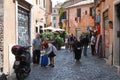 Narrow street in the old city on May 31, 2014, Rome