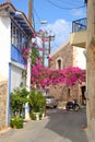 The narrow street in the old part of Malia. Royalty Free Stock Photo