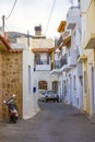 The narrow street in the old part of Malia Royalty Free Stock Photo