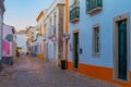 Narrow street in the old part of Portuguese town Faro Royalty Free Stock Photo
