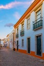 Narrow street in the old part of Portuguese town Faro Royalty Free Stock Photo