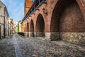 Narrow street in old Riga - capital of Latvia, Europe Royalty Free Stock Photo