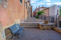 Narrow street in the old town of Cuenca, Spain. Royalty Free Stock Photo