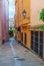 Narrow street in the old town of Cuenca, Spain. Royalty Free Stock Photo