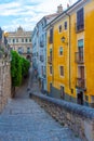 Narrow street in the old town of Cuenca, Spain. Royalty Free Stock Photo