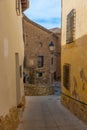 Narrow street in the old town of Cuenca, Spain. Royalty Free Stock Photo