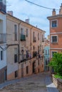 Narrow street in the old town of Cuenca, Spain. Royalty Free Stock Photo