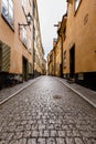 Narrow Street in Old Town (Gamla Stan) of Stockholm Royalty Free Stock Photo