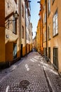 Narrow Street in Old Town (Gamla Stan) of Stockholm Royalty Free Stock Photo