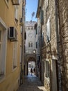 Narrow street in old town Herceg Novi in Montenegro