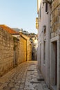 Narrow street of old town of Hvar, Croatia Royalty Free Stock Photo