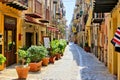 Narrow street in the old town of Cefalu, Sicily, Italy Royalty Free Stock Photo