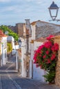 Narrow street in the old town in Portuguese village Monsaraz Royalty Free Stock Photo