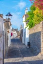 Narrow street in the old town in Portuguese village Monsaraz Royalty Free Stock Photo