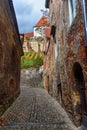 Narrow street in old town of Ptuj in Slovenia Royalty Free Stock Photo