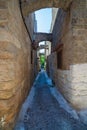 Narrow street in Old Town Rhodes Royalty Free Stock Photo