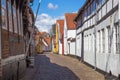 narrow street in old town of Ribe, Denmark