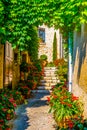 A narrow street in the old town of Saint Paul de Vence, France Royalty Free Stock Photo