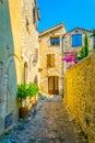 A narrow street in the old town of Saint Paul de Vence, France Royalty Free Stock Photo