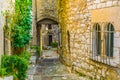 A narrow street in the old town of Saint Paul de Vence, France Royalty Free Stock Photo