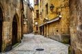 Narrow street in the Old Town of Sarlat, Perigord, France Royalty Free Stock Photo