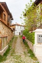 Narrow street of the old town of Sozopol, Bulgaria Royalty Free Stock Photo