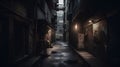 Narrow street in the old town of Tokyo, Japan. Long exposure.