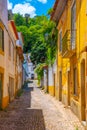 Narrow street in the old town Tomar in Portugal Royalty Free Stock Photo