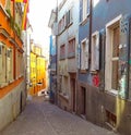 Narrow street in the old town in Zurich, Switzerland Royalty Free Stock Photo